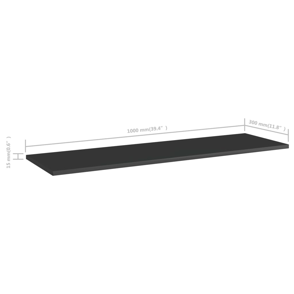 Bookshelf Boards 8 pcs High Gloss Black 100x30x1.5 cm Engineered Wood
