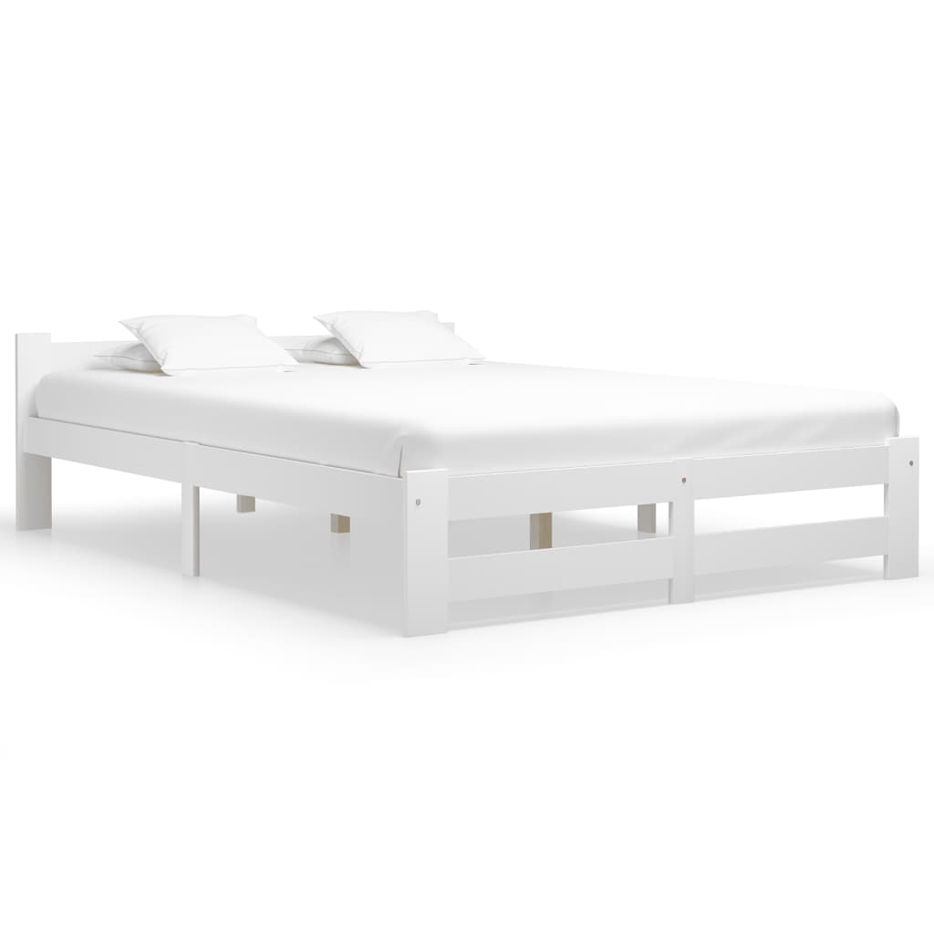 Bed Frame without Mattress White Solid Pine Wood 120x200 cm