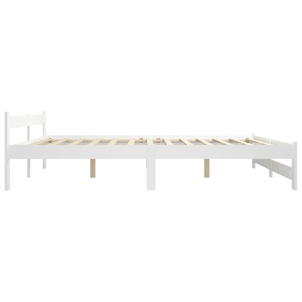 Bed Frame without Mattress White Solid Pine Wood 120x200 cm