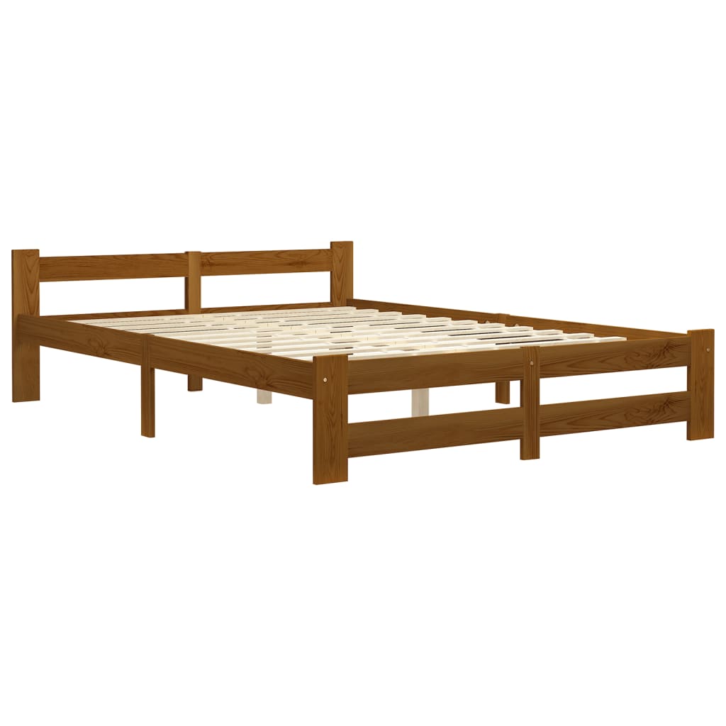 Bed Frame without Mattress Honey Brown Solid Pine Wood 160x200cm