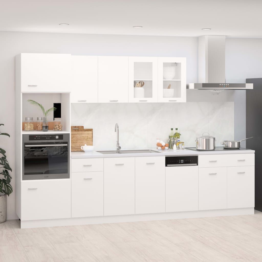 7 Piece Kitchen Cabinet Set Lyon White Engineered Wood