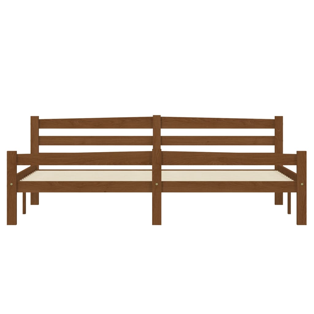 Bed Frame without Mattress Honey Brown Solid Pinewood 180x200 cm Super King