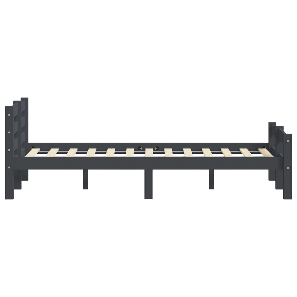 Bed Frame without Mattress Dark Grey Solid Pinewood 140x200 cm