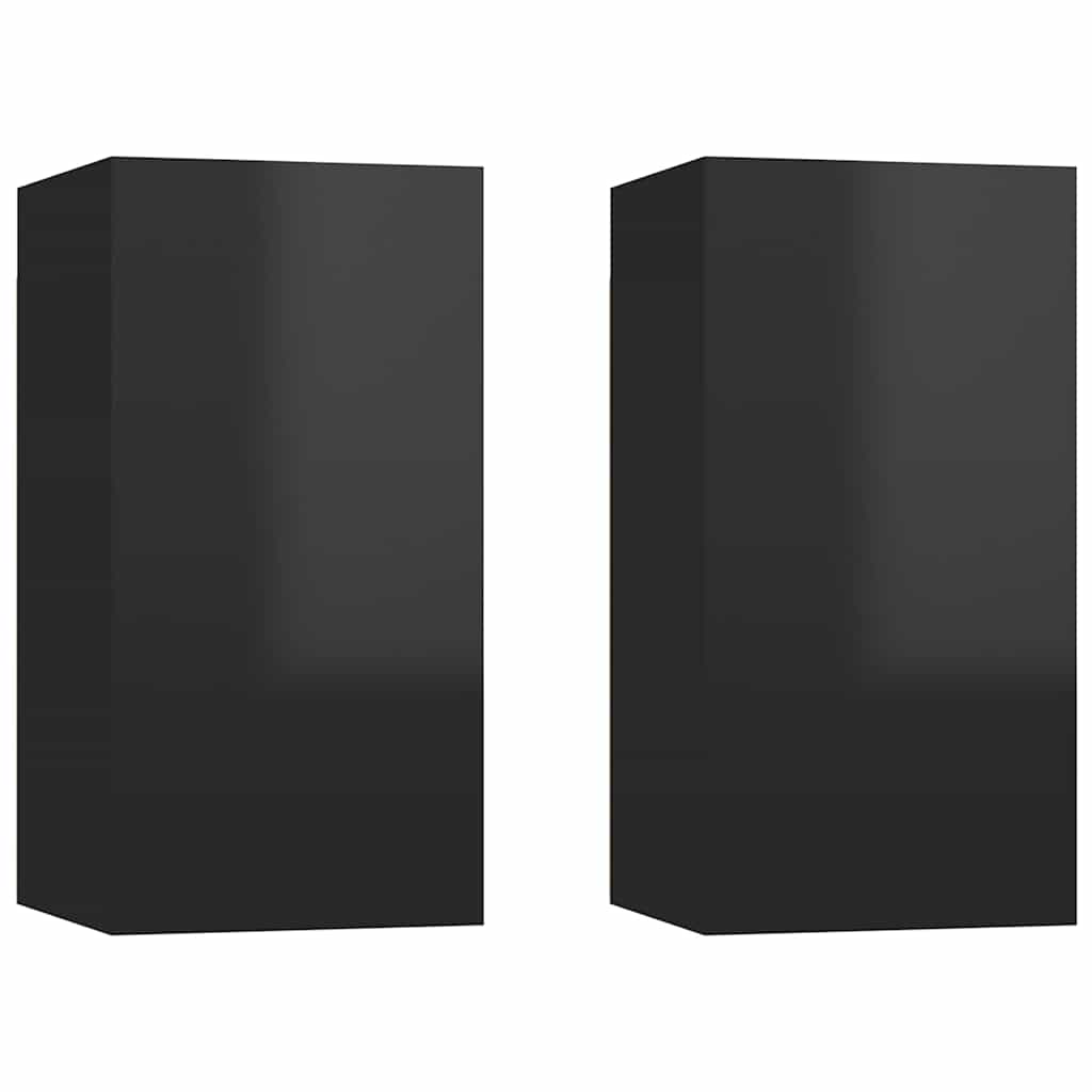 TV Cabinets 2 pcs High Gloss Black 30.5x30x60 cm Engineered Wood
