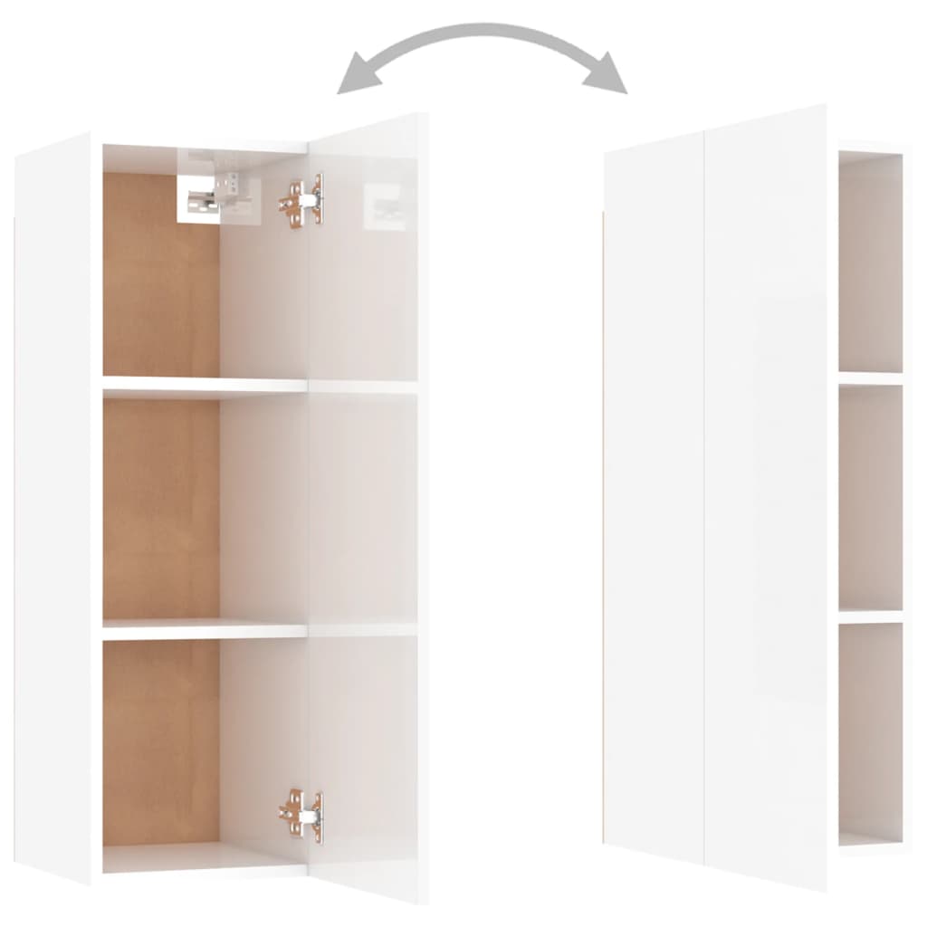 TV Cabinet High Gloss White 30.5x30x90 cm Engineered Wood