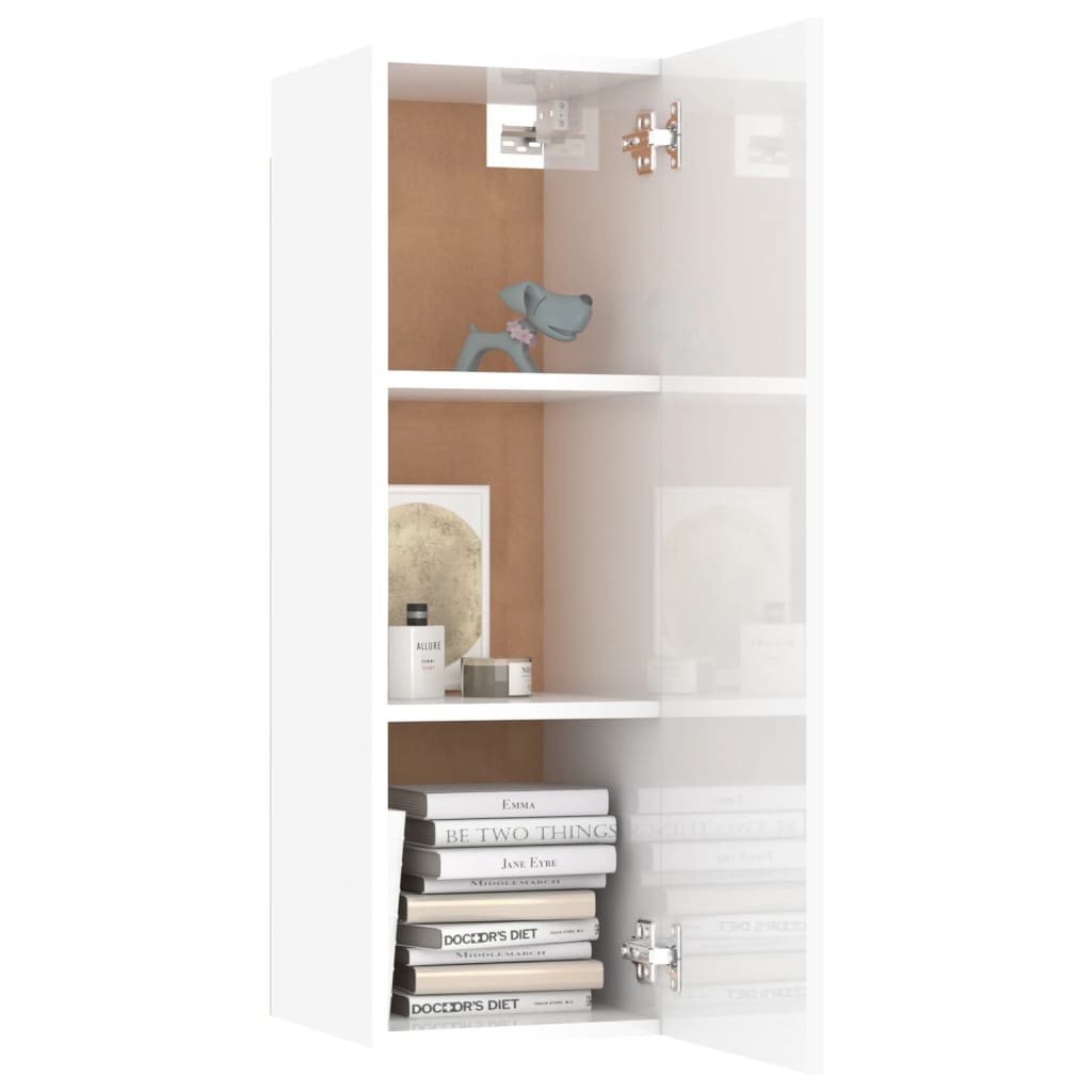 TV Cabinet High Gloss White 30.5x30x90 cm Engineered Wood