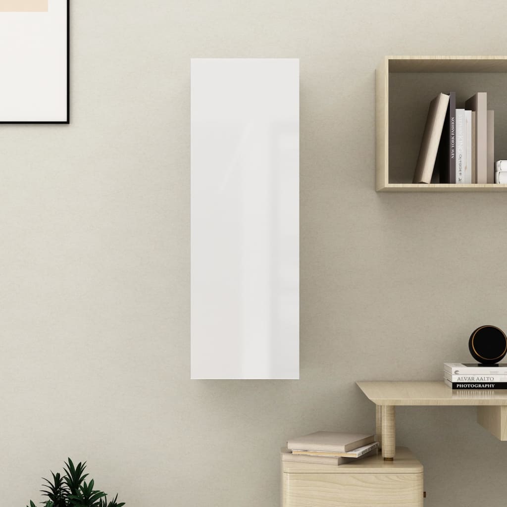 TV Cabinet High Gloss White 30.5x30x90 cm Engineered Wood