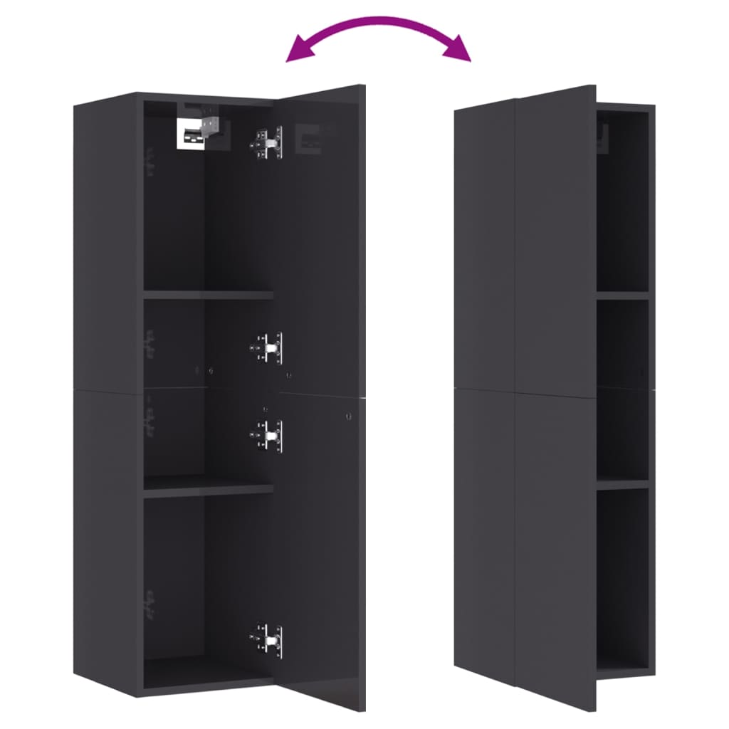 TV Cabinets 2 pcs High Gloss Grey 30.5x30x110 cm Engineered Wood