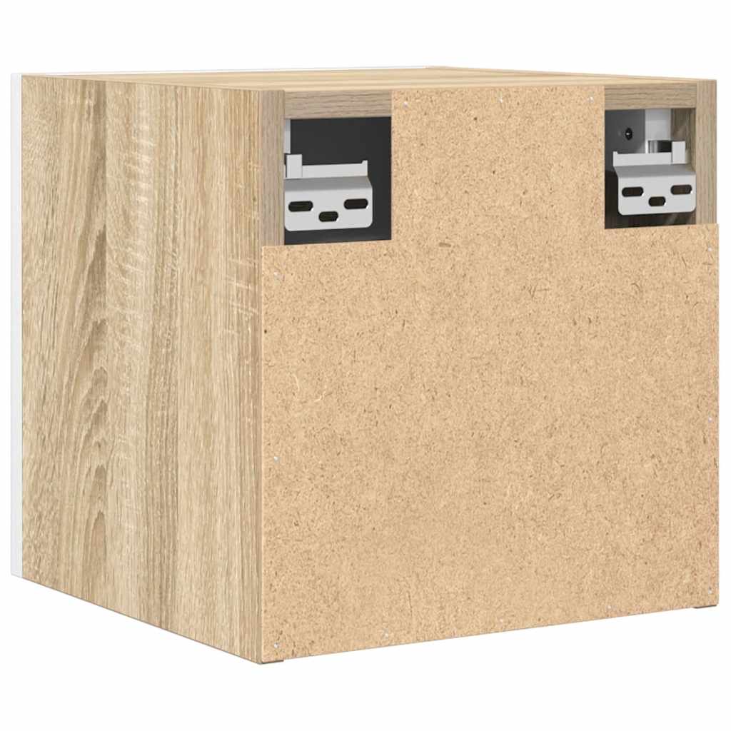 Wall Mounted TV Cabinet White and Sonoma Oak 30.5x30x30 cm