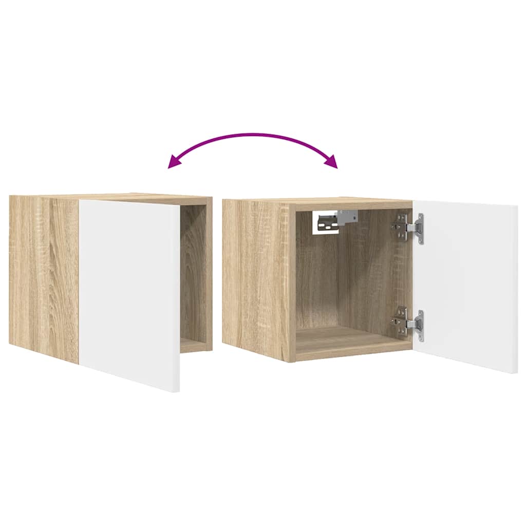 Wall Mounted TV Cabinet White and Sonoma Oak 30.5x30x30 cm