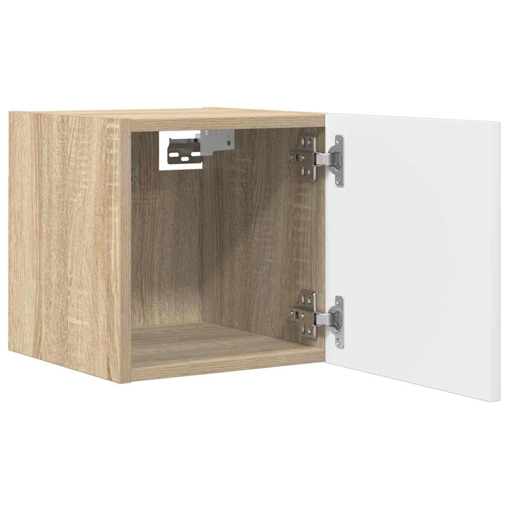 Wall Mounted TV Cabinet White and Sonoma Oak 30.5x30x30 cm