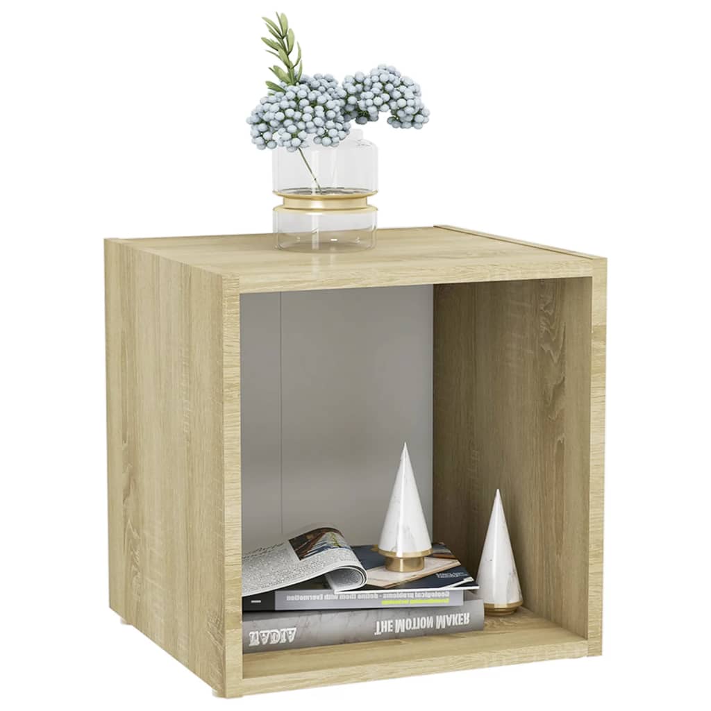 TV Cabinets 2 pcs White and Sonoma Oak 37x35x37 cm Engineered Wood