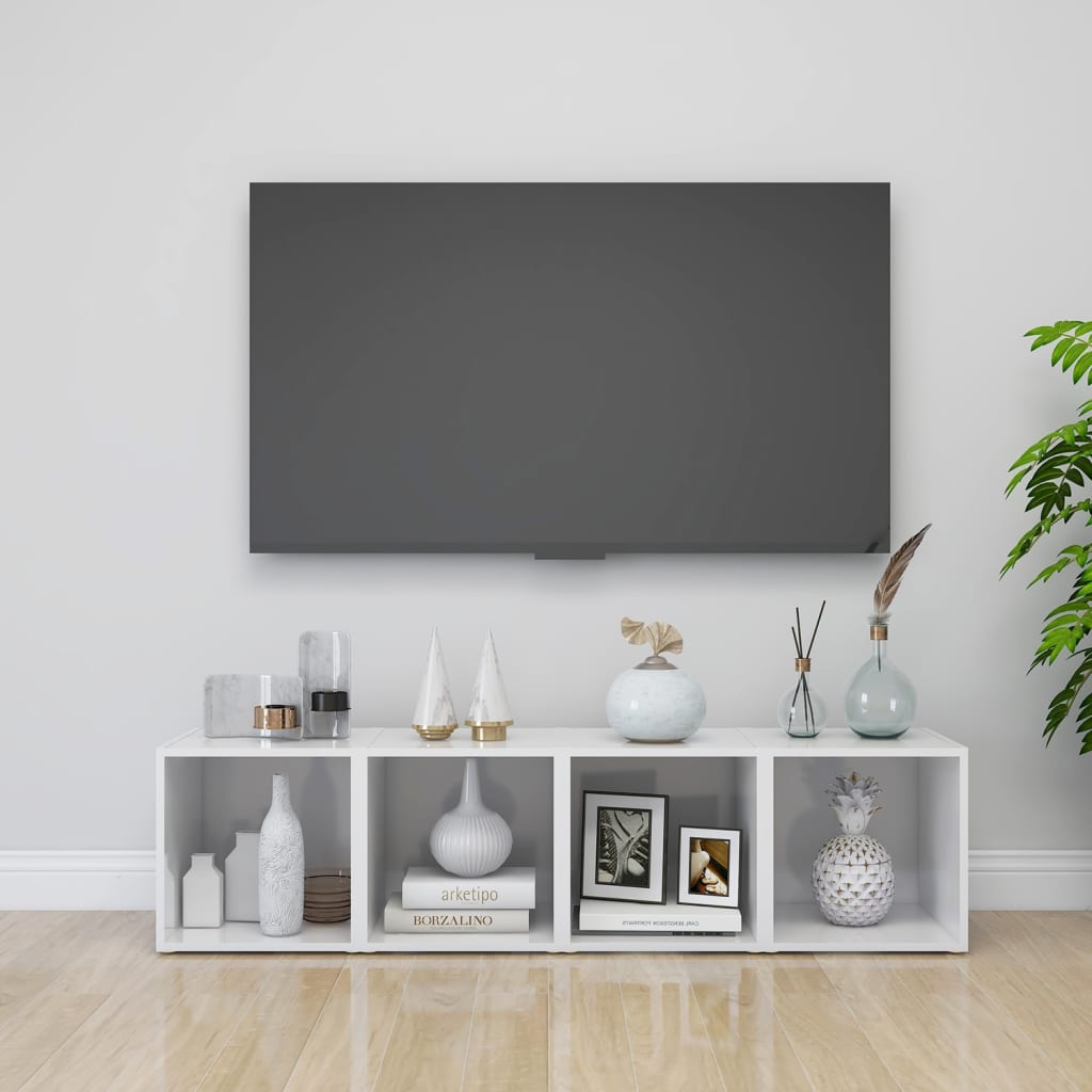 TV Cabinet High Gloss White 37x35x37 cm Engineered Wood