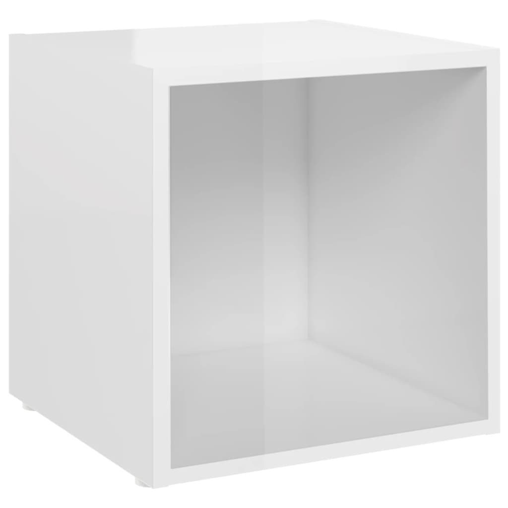 TV Cabinets 2 pcs High Gloss White 37x35x37 cm Engineered Wood