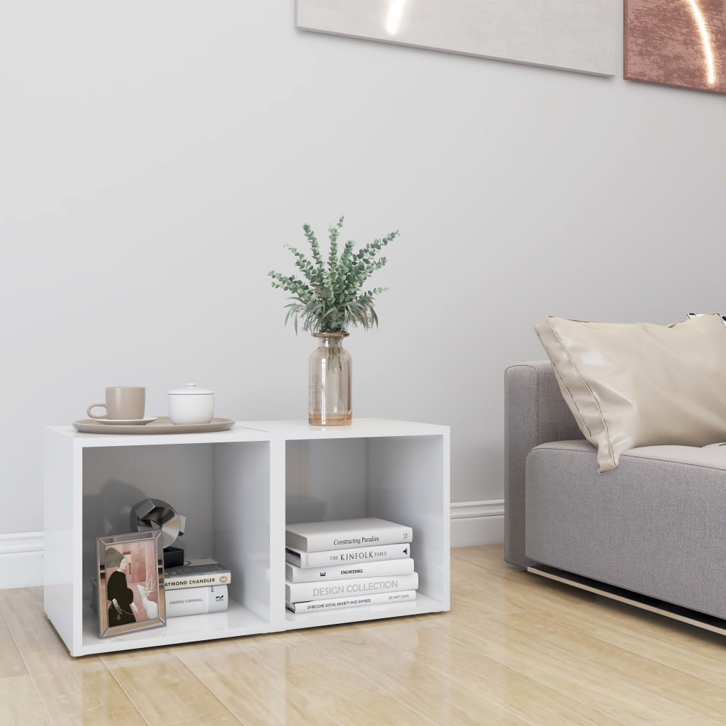 TV Cabinets 2 pcs High Gloss White 37x35x37 cm Engineered Wood