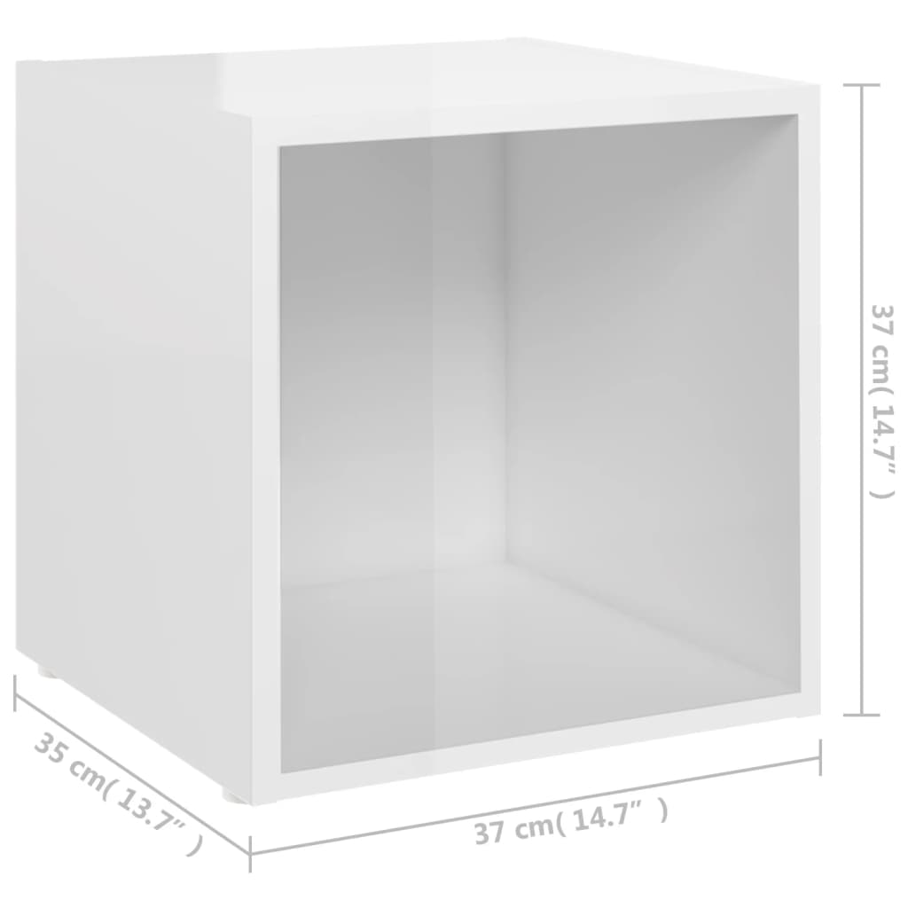TV Cabinets 2 pcs High Gloss White 37x35x37 cm Engineered Wood