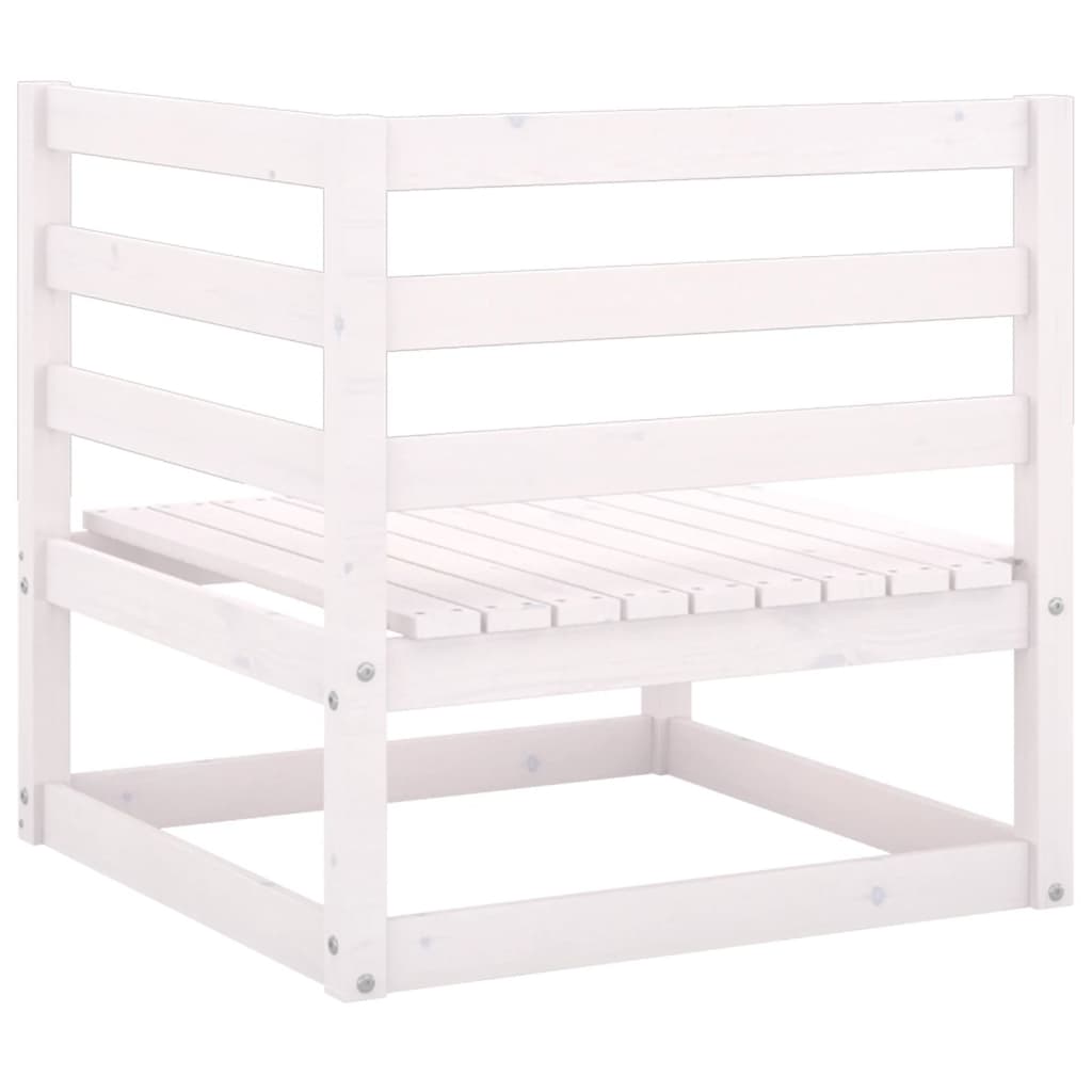 Garden Corner Sofa White Solid Wood Pine