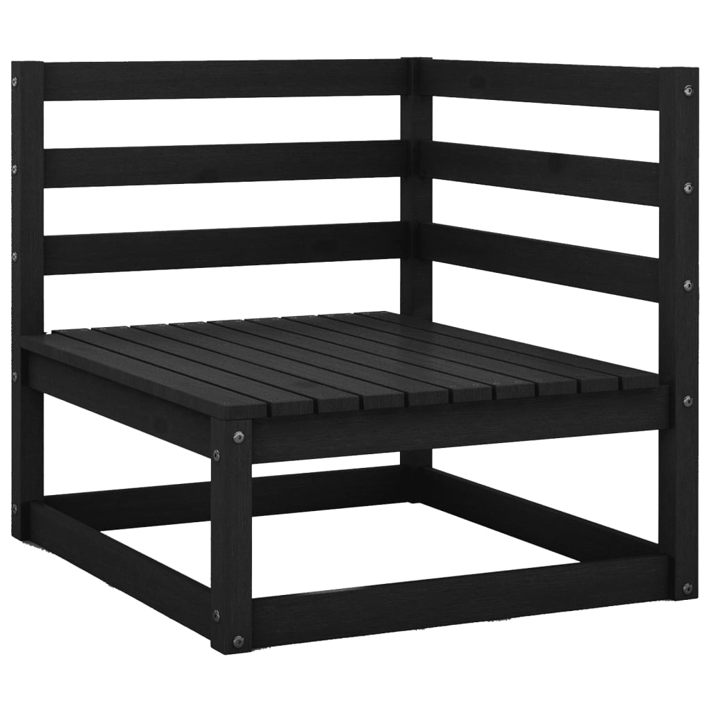 Garden Corner Sofas 2 pcs Black Solid Wood Pine