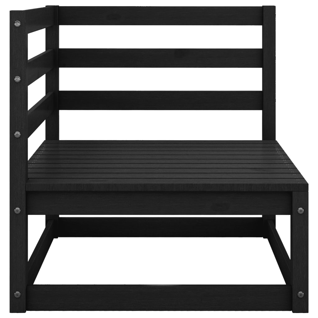 Garden Corner Sofas 2 pcs Black Solid Wood Pine