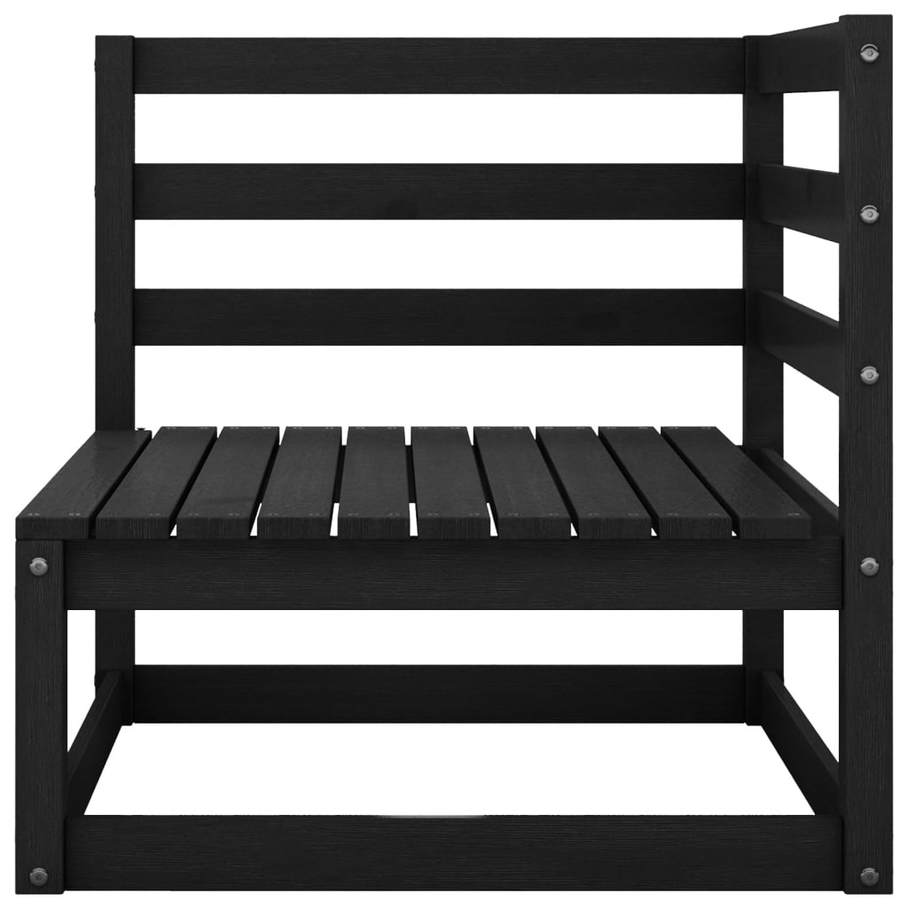 Garden Corner Sofas 2 pcs Black Solid Wood Pine