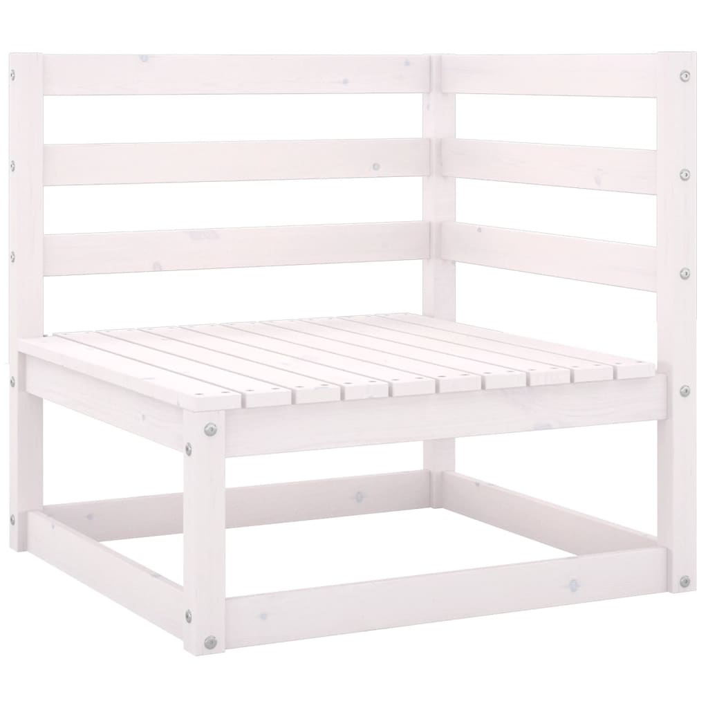2 Piece Garden Lounge Set White Solid Pinewood