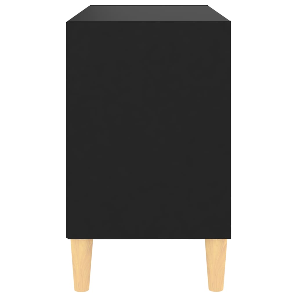 TV Cabinet with Solid Wood Legs Black 69.5x30x50 cm