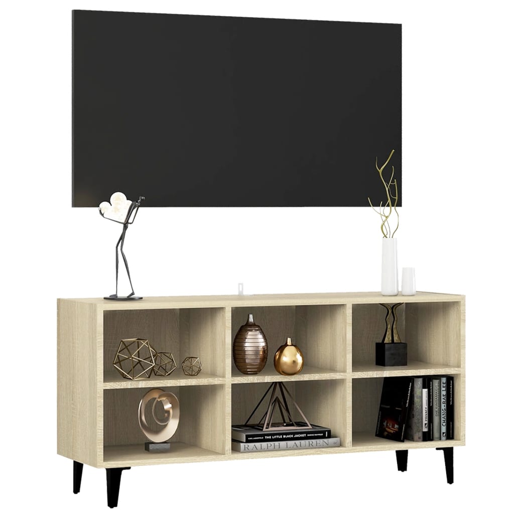 Modern Wooden TV Tele Stand Media Unit Cabinet With 6 Storage Compartments Wood