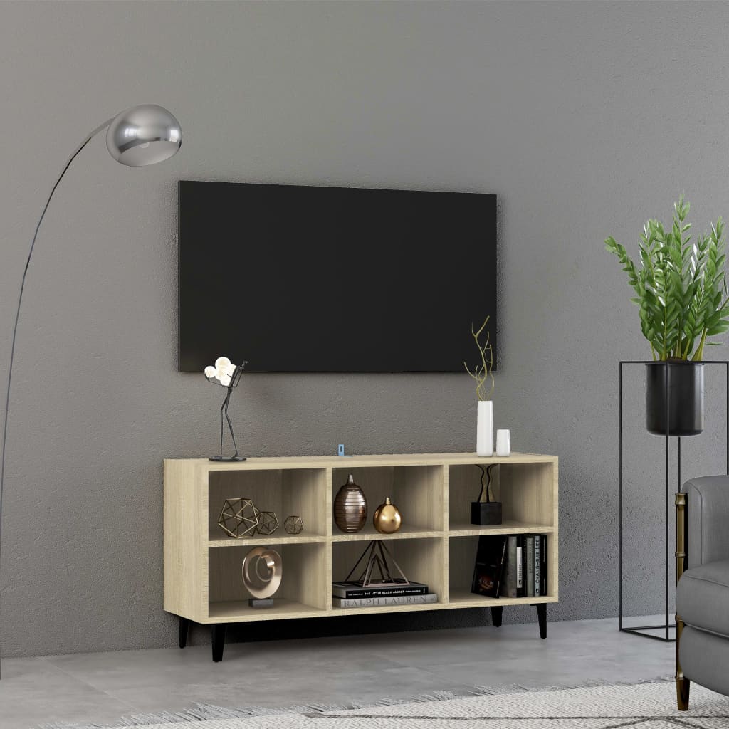 Modern Wooden TV Tele Stand Media Unit Cabinet With 6 Storage Compartments Wood