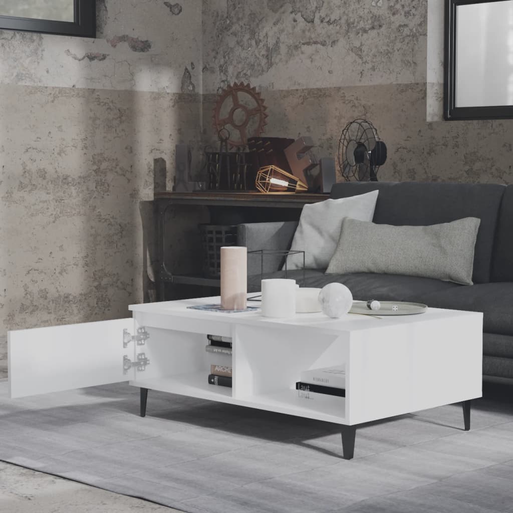 Modern Wooden Living Room Coffee Table With Closed & Open Storage Compartments