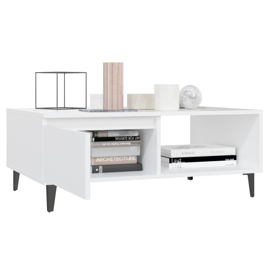 Modern Wooden Living Room Coffee Table With Closed & Open Storage Compartments
