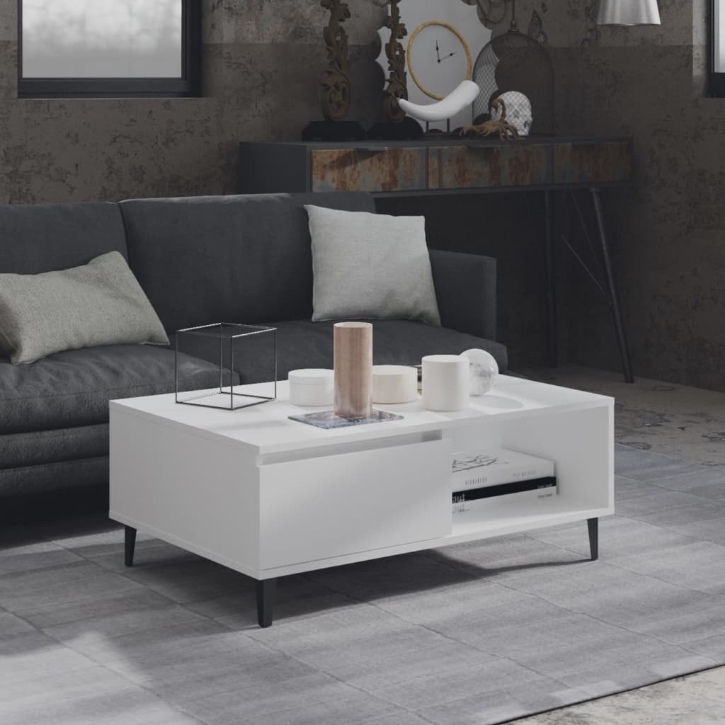 Modern Wooden Living Room Coffee Table With Closed & Open Storage Compartments