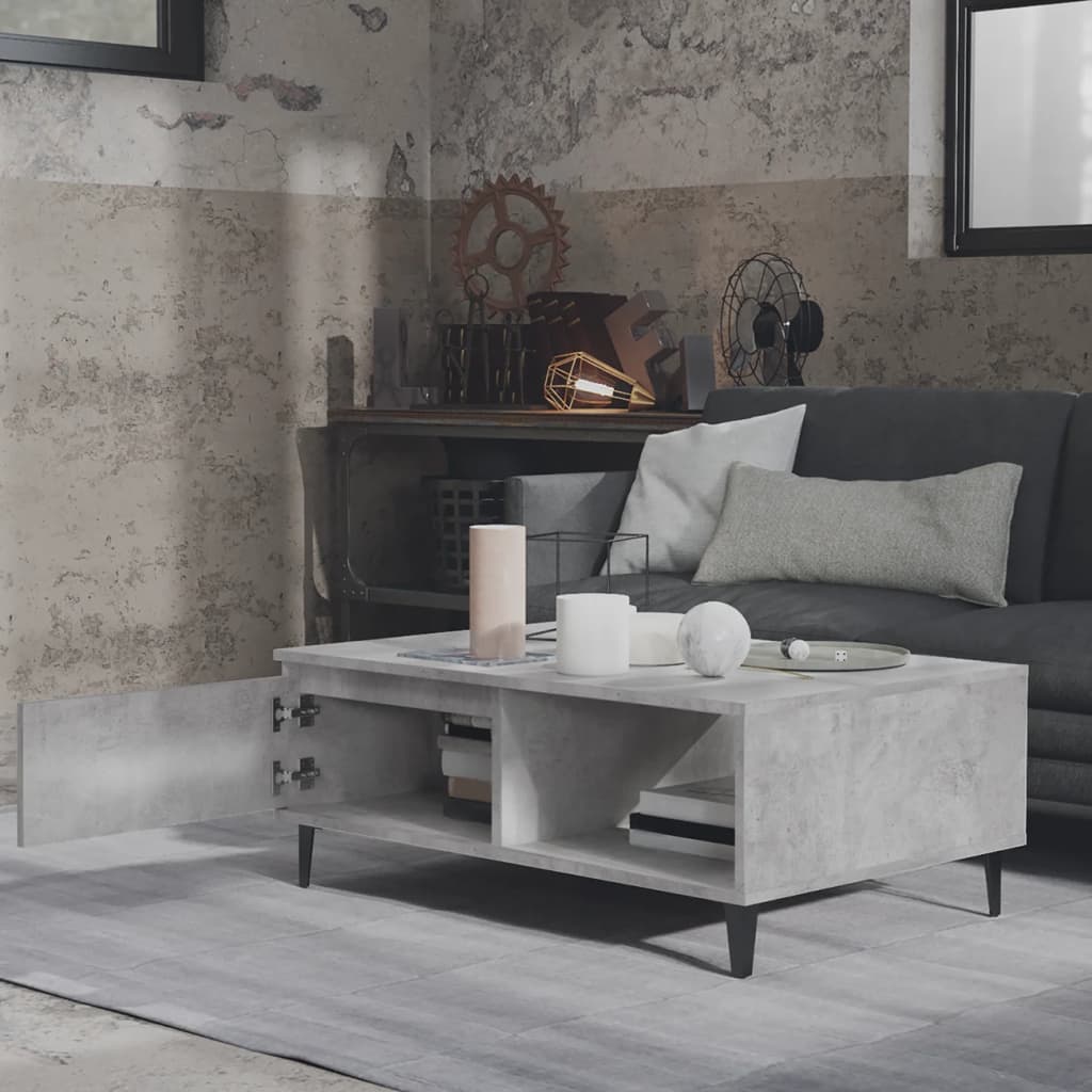 Modern Wooden Living Room Coffee Table With Closed & Open Storage Compartments