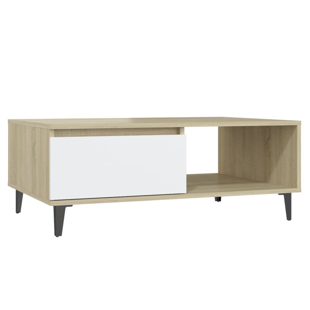 Modern Wooden Living Room Coffee Table With Closed & Open Storage Compartments