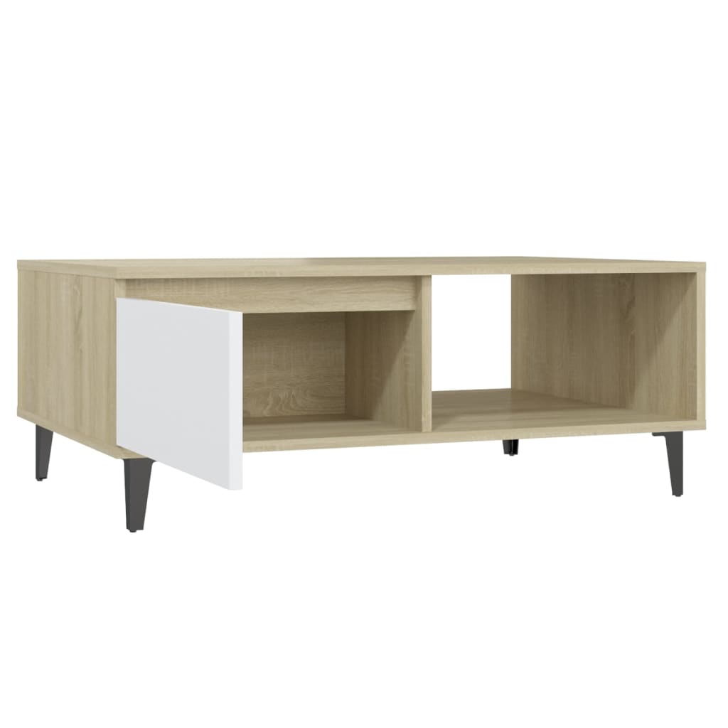 Modern Wooden Living Room Coffee Table With Closed & Open Storage Compartments