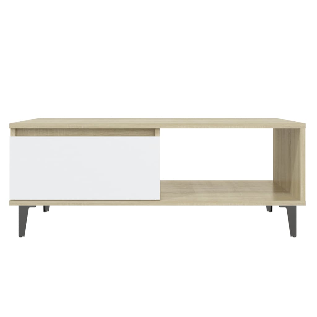 Modern Wooden Living Room Coffee Table With Closed & Open Storage Compartments