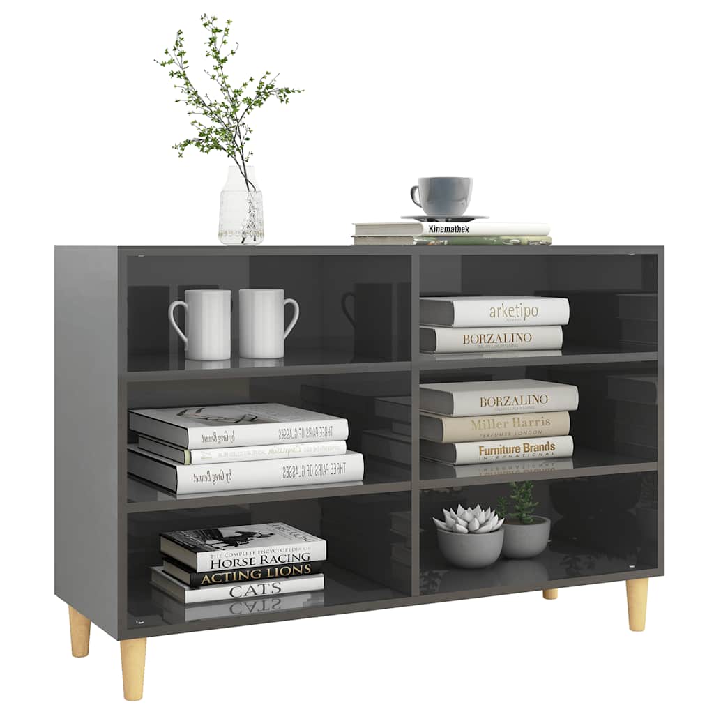 Sideboard High Gloss Grey 103.5x35x70 cm Engineered Wood
