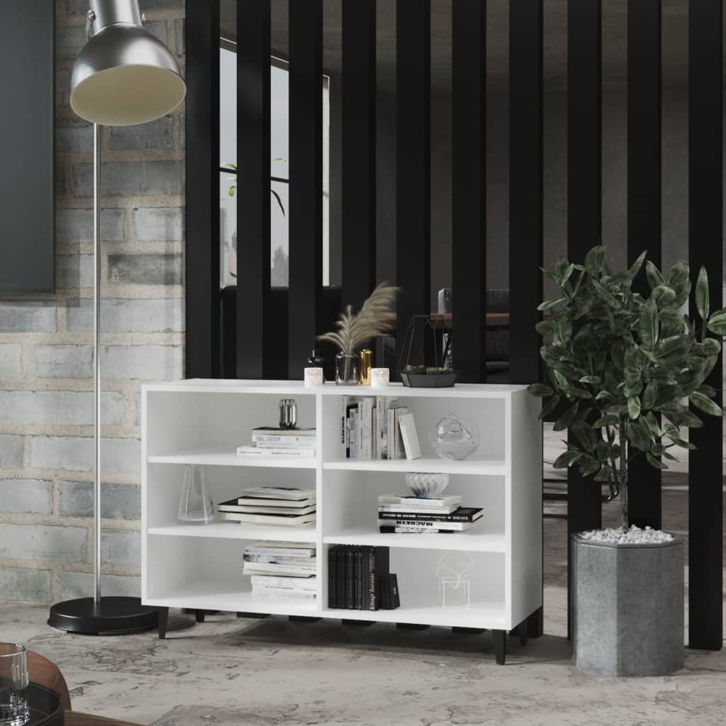 Modern Wooden Open Sideboard Storage Cabinet Unit With 6 Compartments