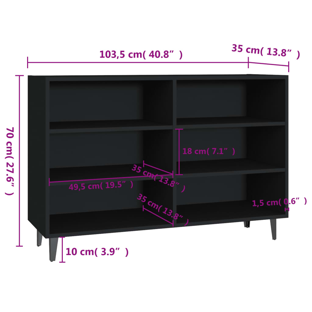 Modern Wooden Open Sideboard Storage Cabinet Unit With 6 Compartments
