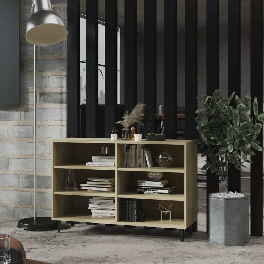 Modern Wooden Open Sideboard Storage Cabinet Unit With 6 Compartments