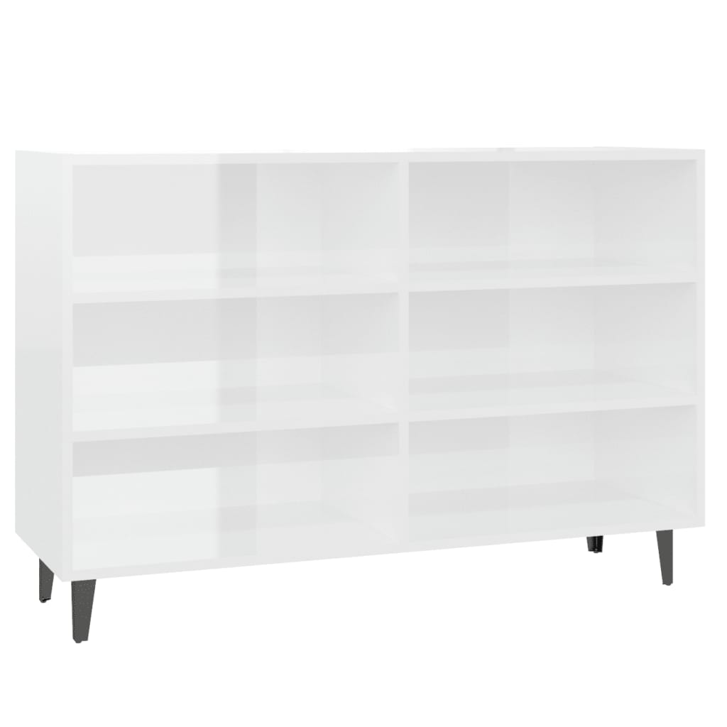 Modern Wooden Open Sideboard Storage Cabinet Unit With 6 Compartments