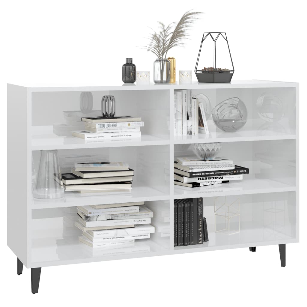 Modern Wooden Open Sideboard Storage Cabinet Unit With 6 Compartments
