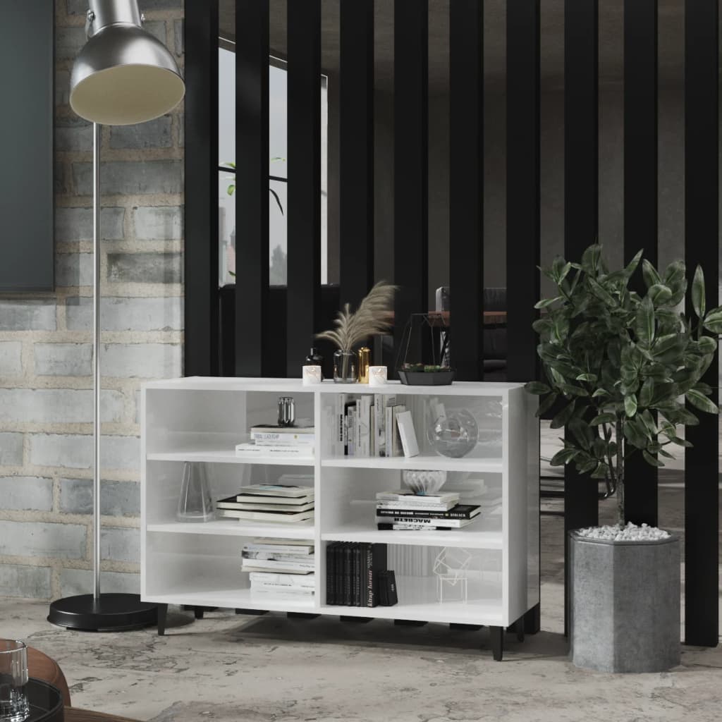 Modern Wooden Open Sideboard Storage Cabinet Unit With 6 Compartments
