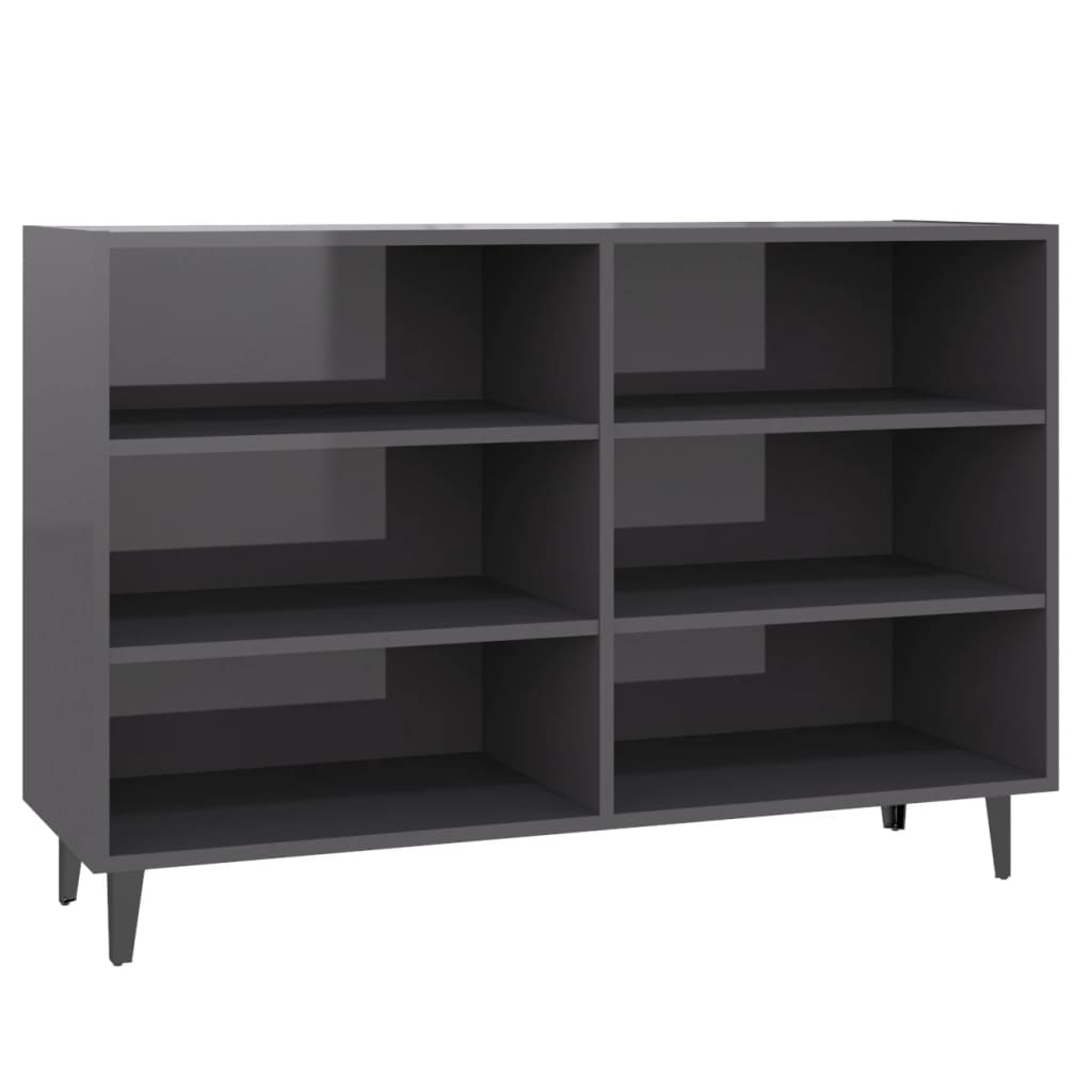 Modern Wooden Open Sideboard Storage Cabinet Unit With 6 Compartments