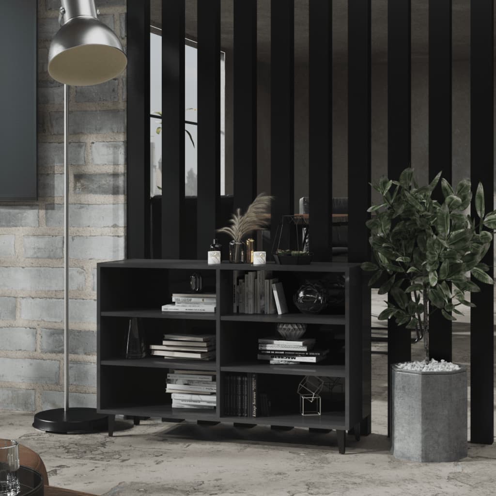 Modern Wooden Open Sideboard Storage Cabinet Unit With 6 Compartments