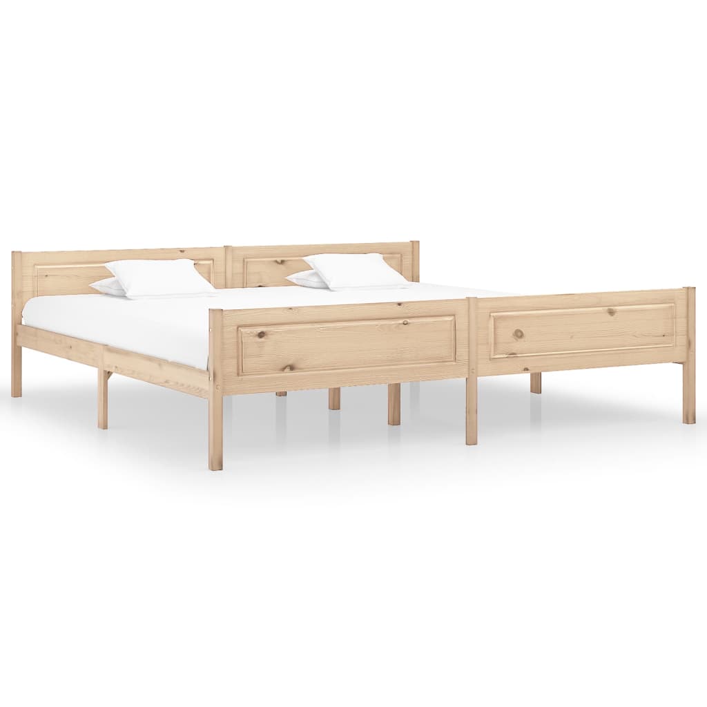 Modern Wooden Emperor Size 2m Bed Frame Base With Headboard Solid Pinewood Wood
