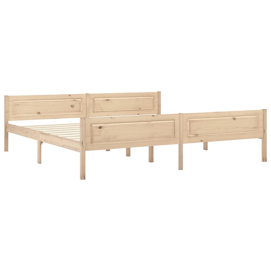 Modern Wooden Emperor Size 2m Bed Frame Base With Headboard Solid Pinewood Wood