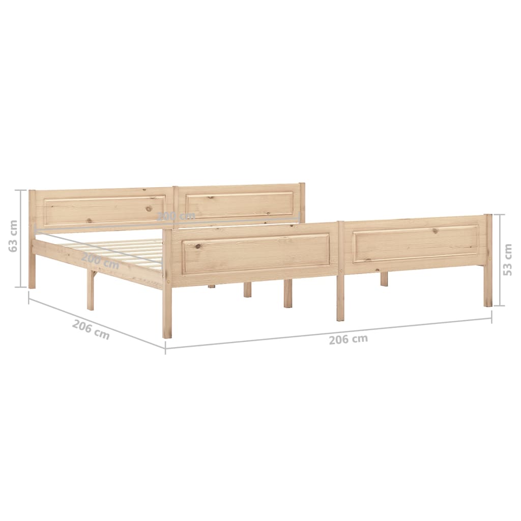 Modern Wooden Emperor Size 2m Bed Frame Base With Headboard Solid Pinewood Wood