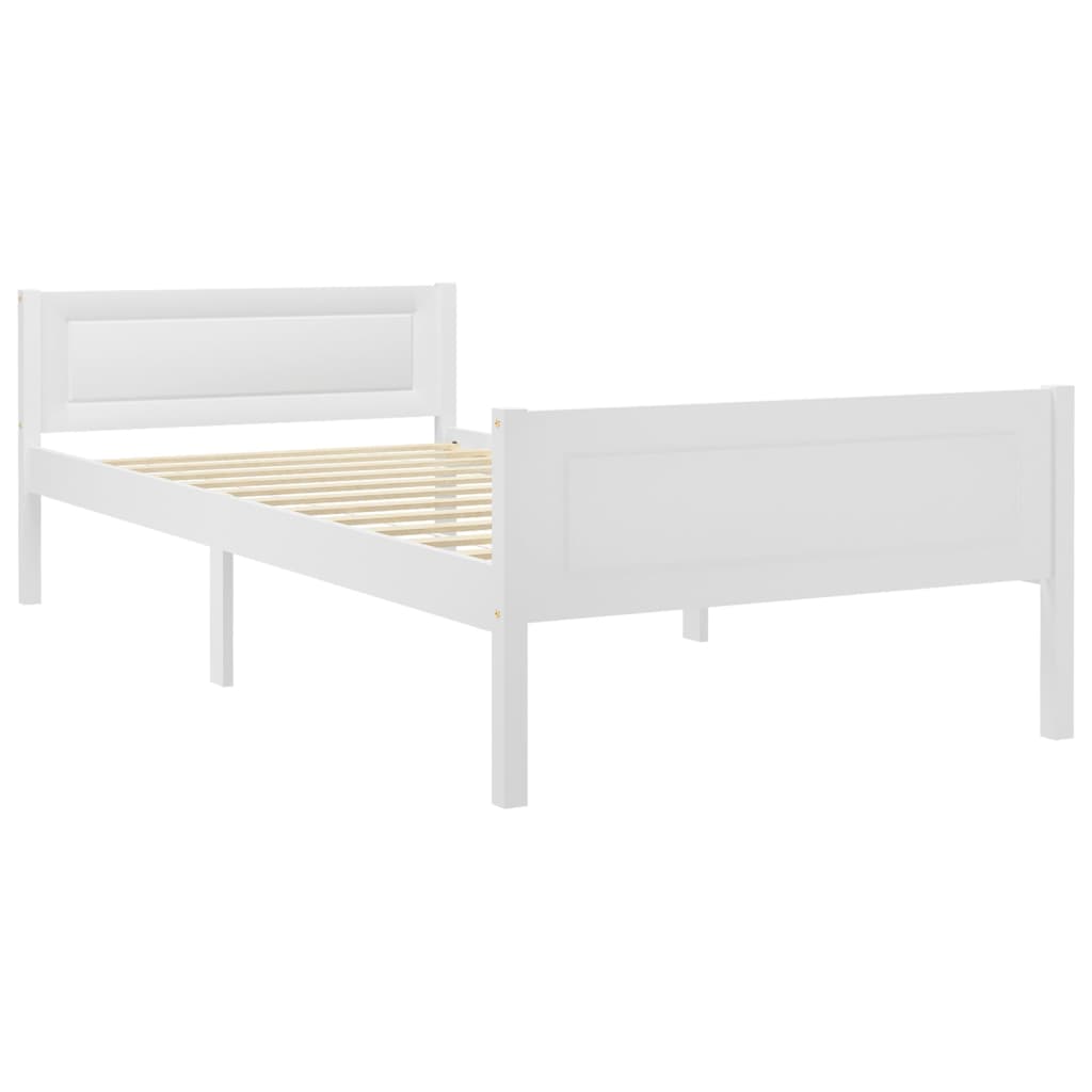 Bed Frame without Mattress Solid Pinewood White 100x200 cm
