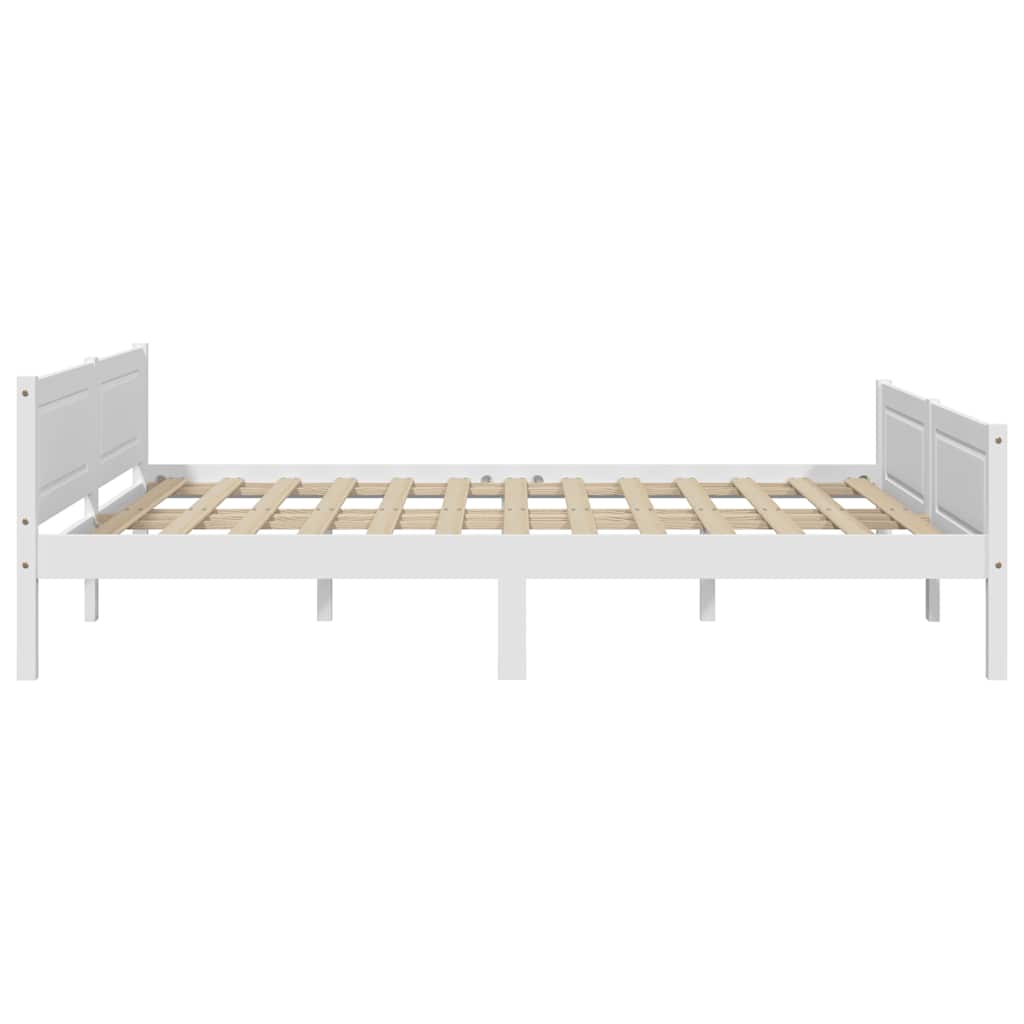 Bed Frame without Mattress Solid Pinewood White 160x200 cm