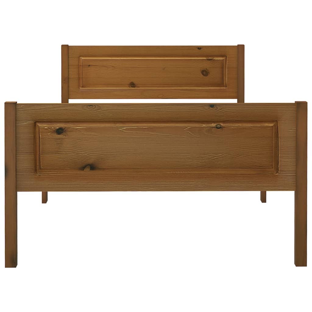 Bed Frame without Mattress Solid Pinewood Honey Brown 100x200 cm